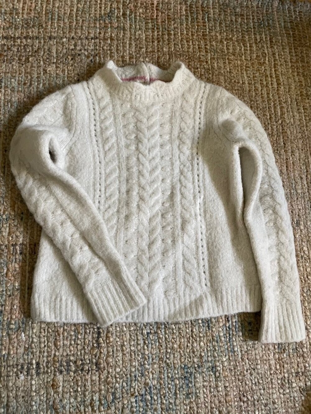 Mini Boden Girls Ivory Cable Knit Alpaca Wool Sweater Size 8-9Y 134cm Beautiful
